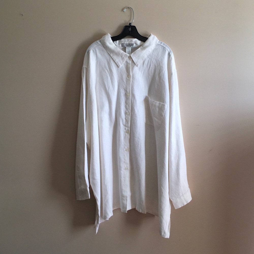 Avenue White Linen Button Down Shirt
